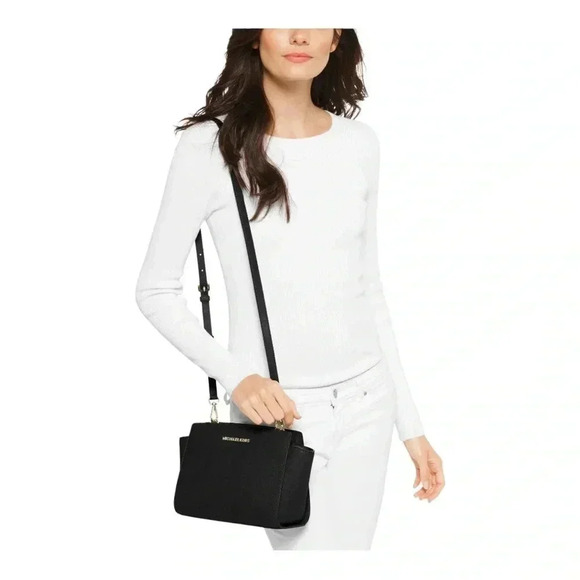 MICHAEL KORS SELMA MEDIUM RED SAFFIANO LEATHER SATCHEL RED BAG-NWT - Picture 2 of 10